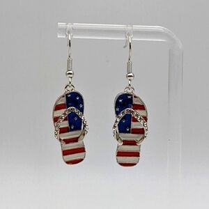 American flag flip flop drop earrings